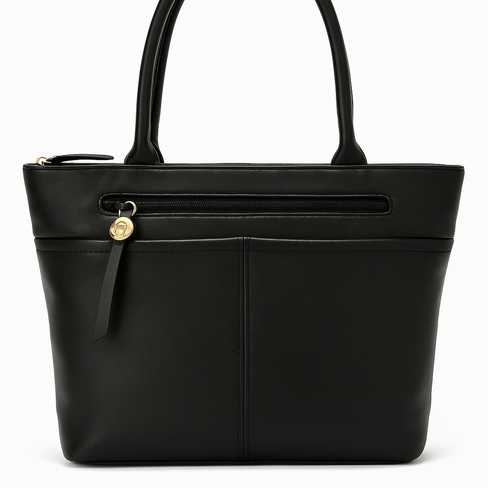Etienne Aigner Black Leather Mini Tote Bag – Genuine Cowhide